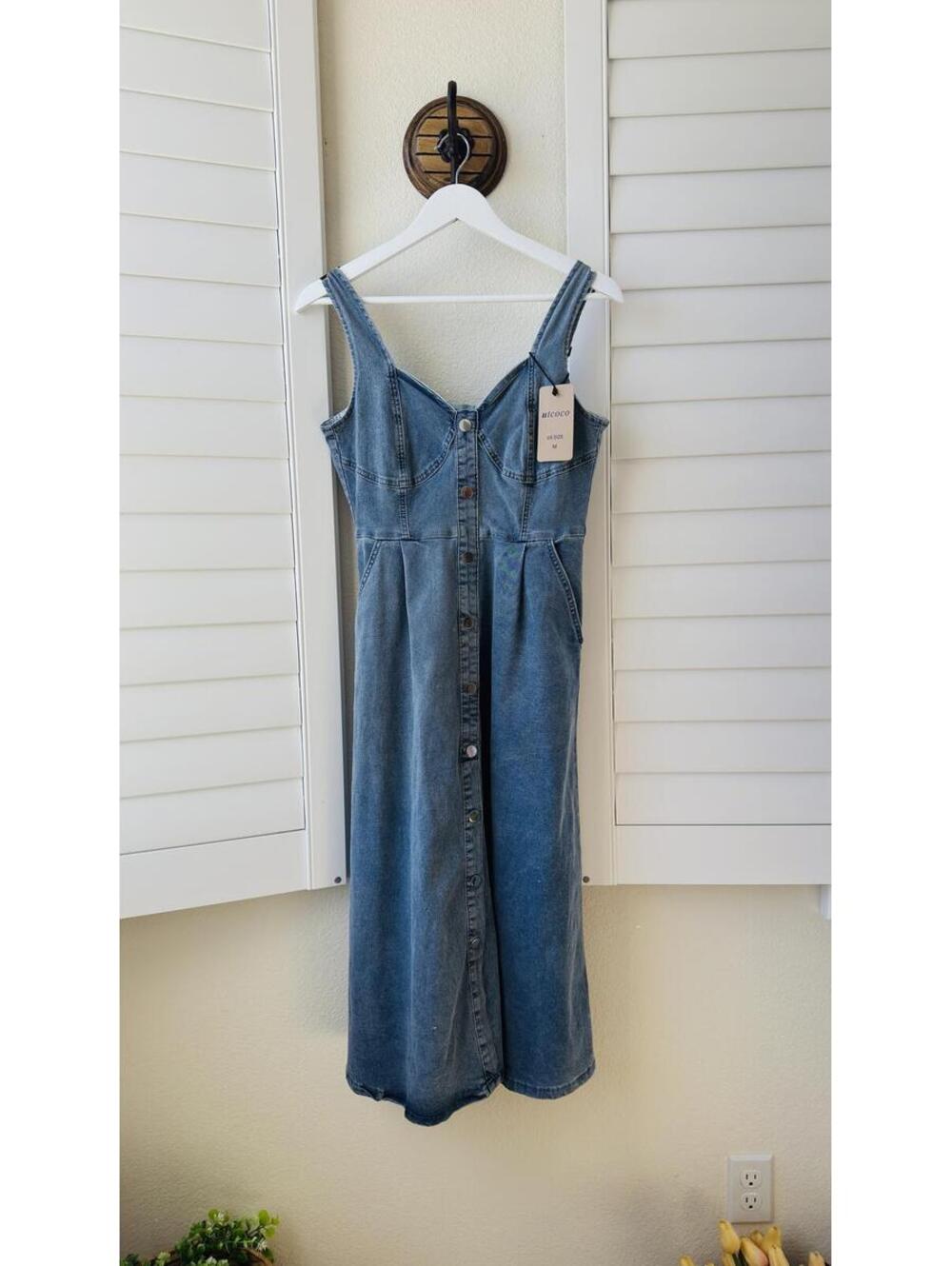 Utcoco Denim Button-Down Midi Dress - Size M